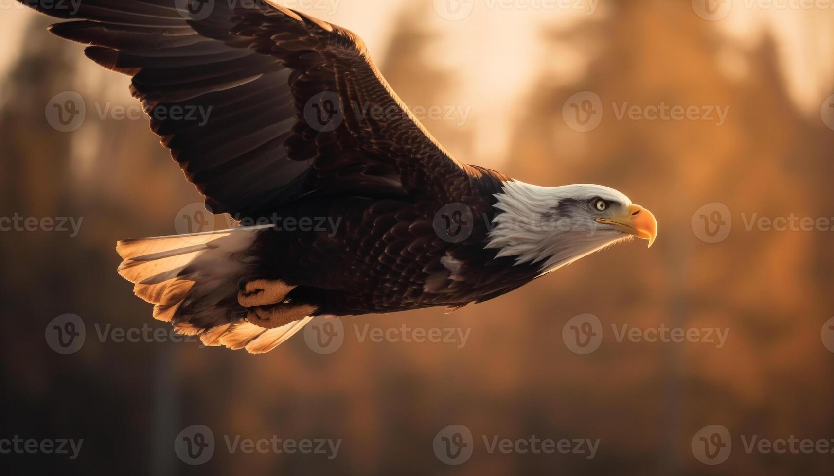 majestueux chauve Aigle se percher sur branche généré par ai photo