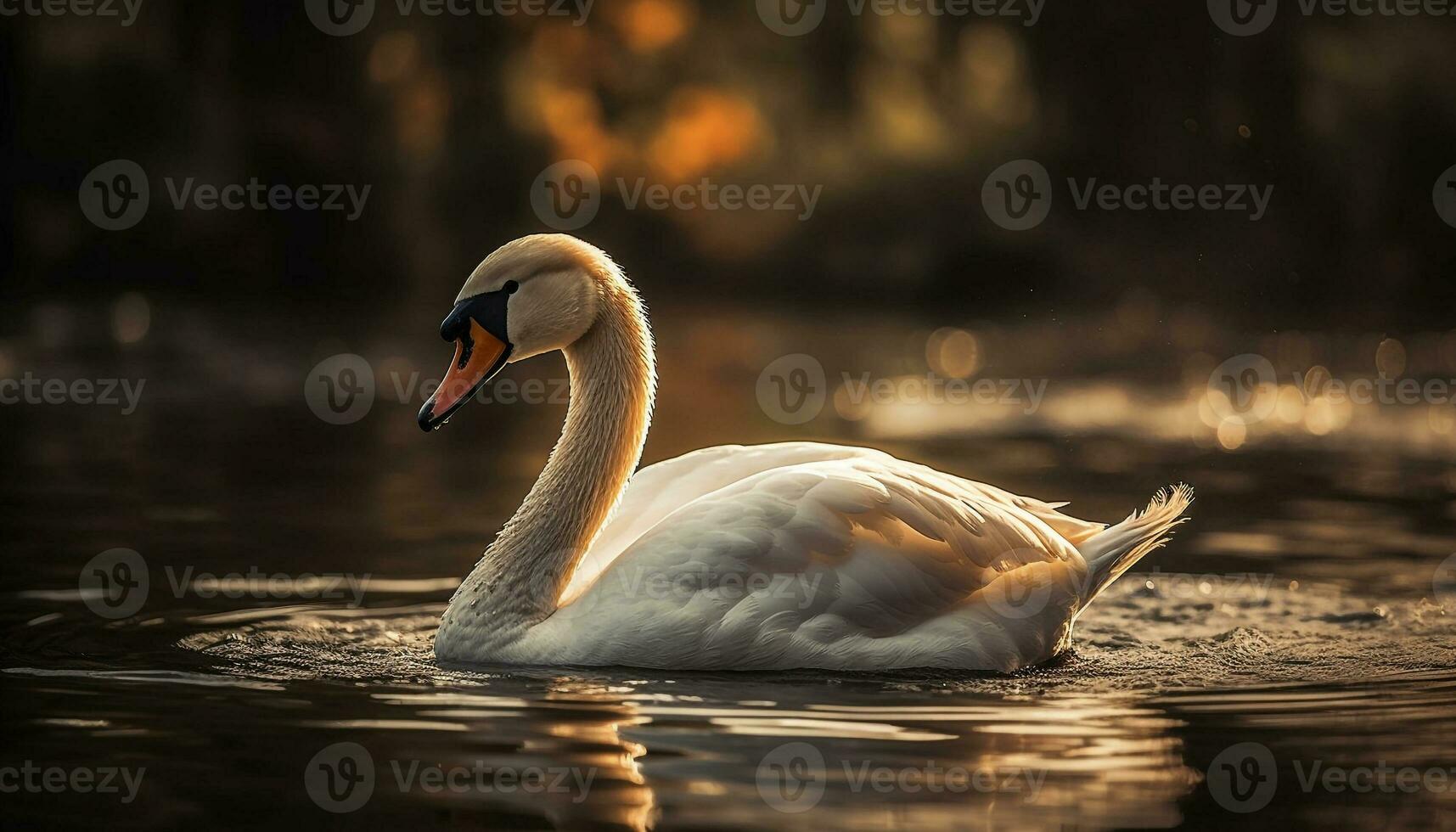 muet cygne élégance réfléchi dans tranquille étang généré par ai photo