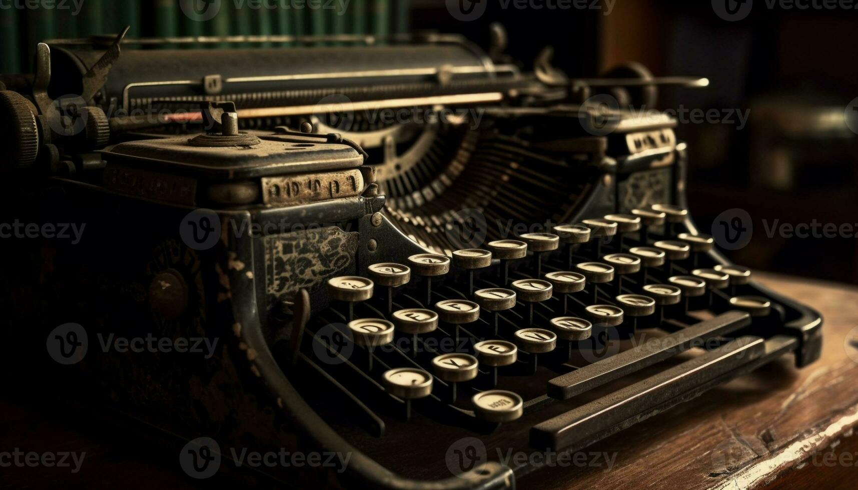 vieux façonné machine à écrire les types métallique des lettres sur papier généré par ai photo