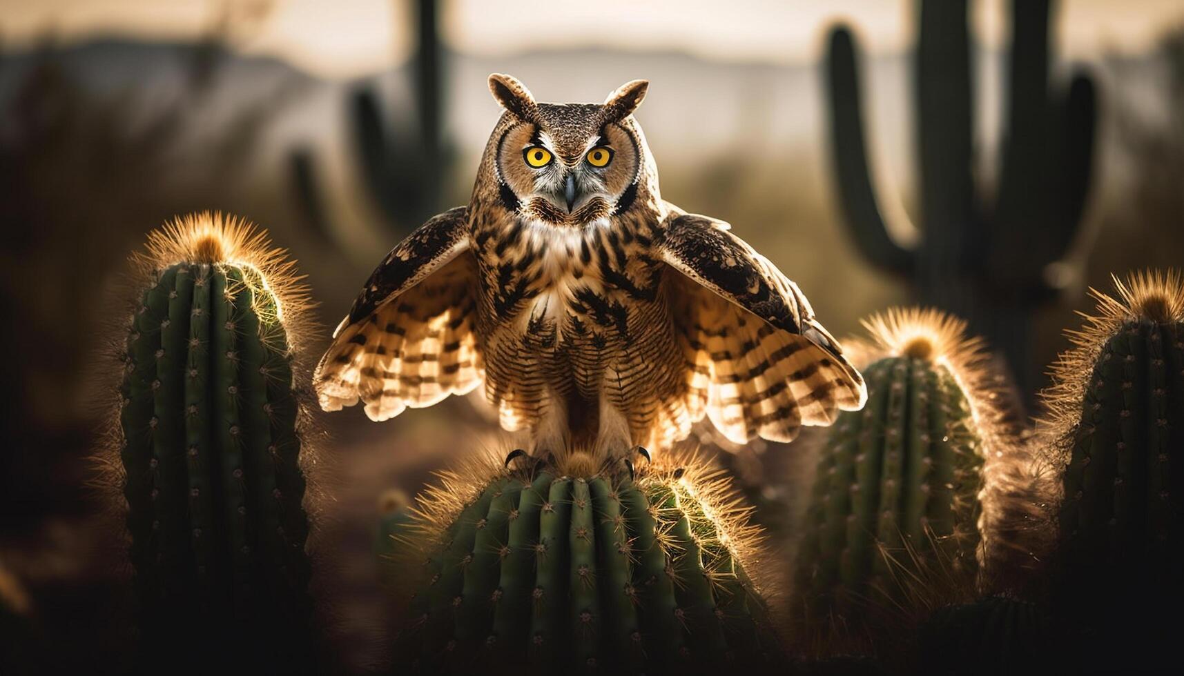 cornu hibou se percher sur arbre branche à crépuscule généré par ai photo