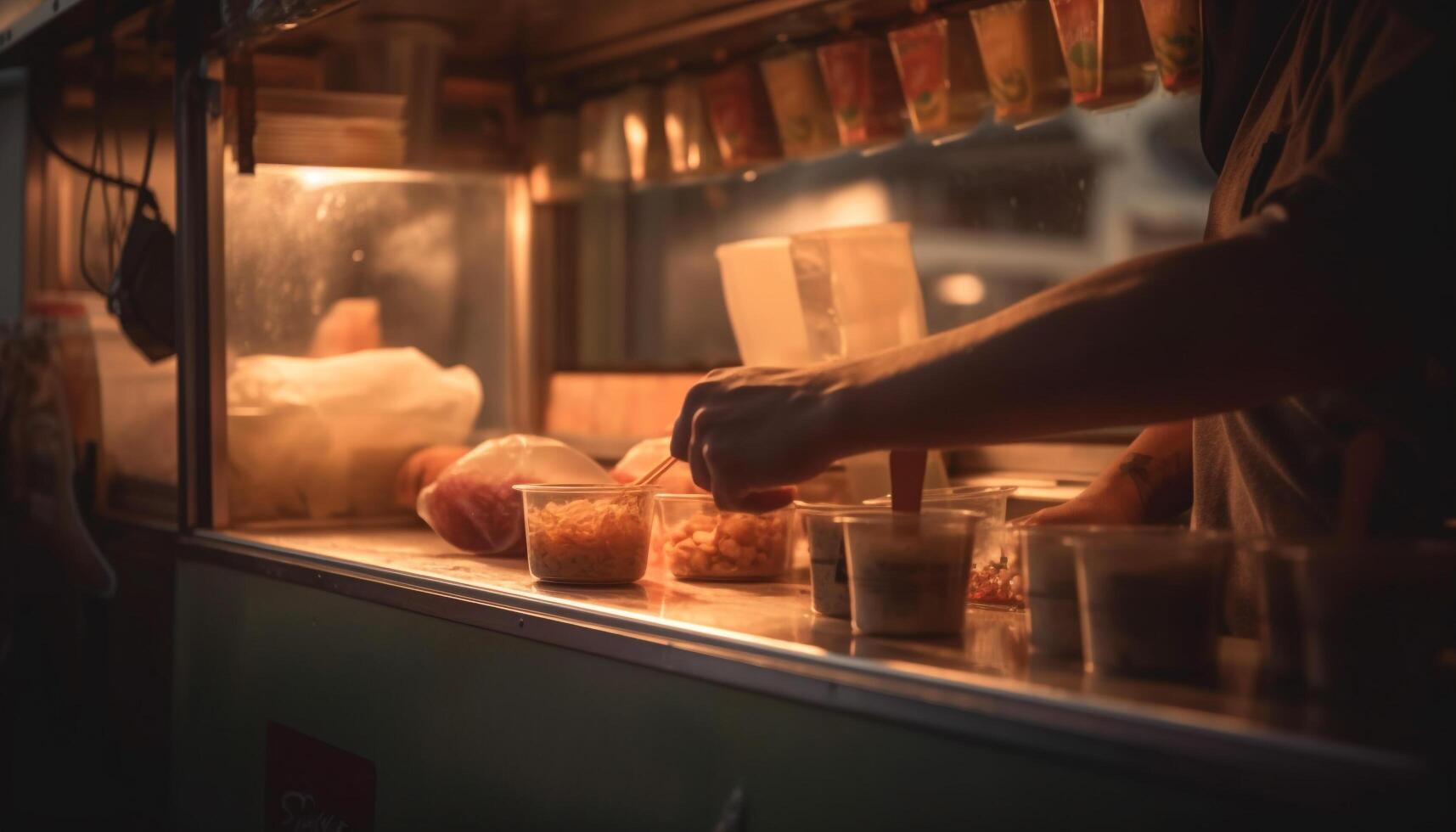 un homme fabrication gourmet pain par main généré par ai photo