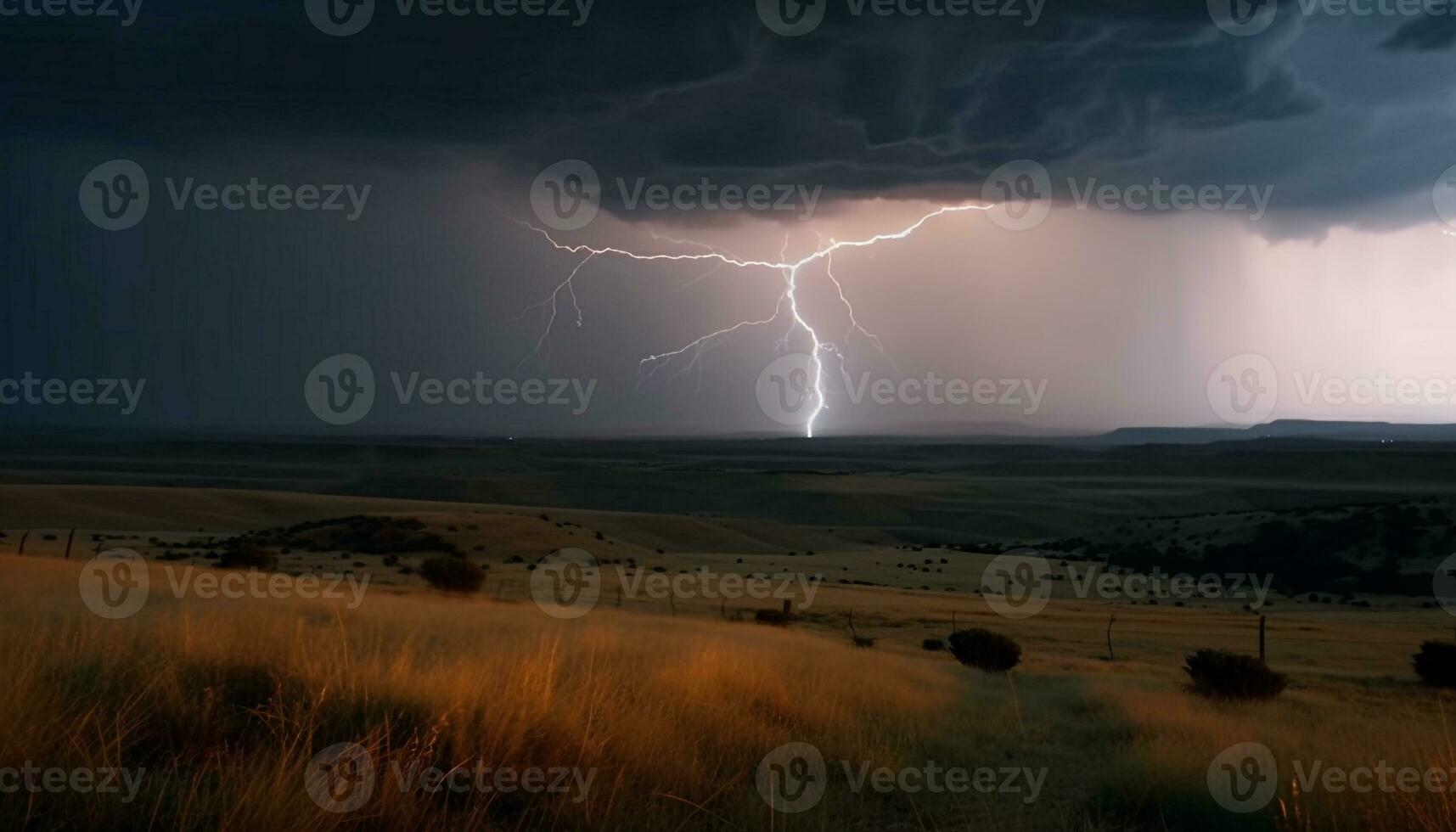 électricité crépitements par le orageux nuit ciel généré par ai photo