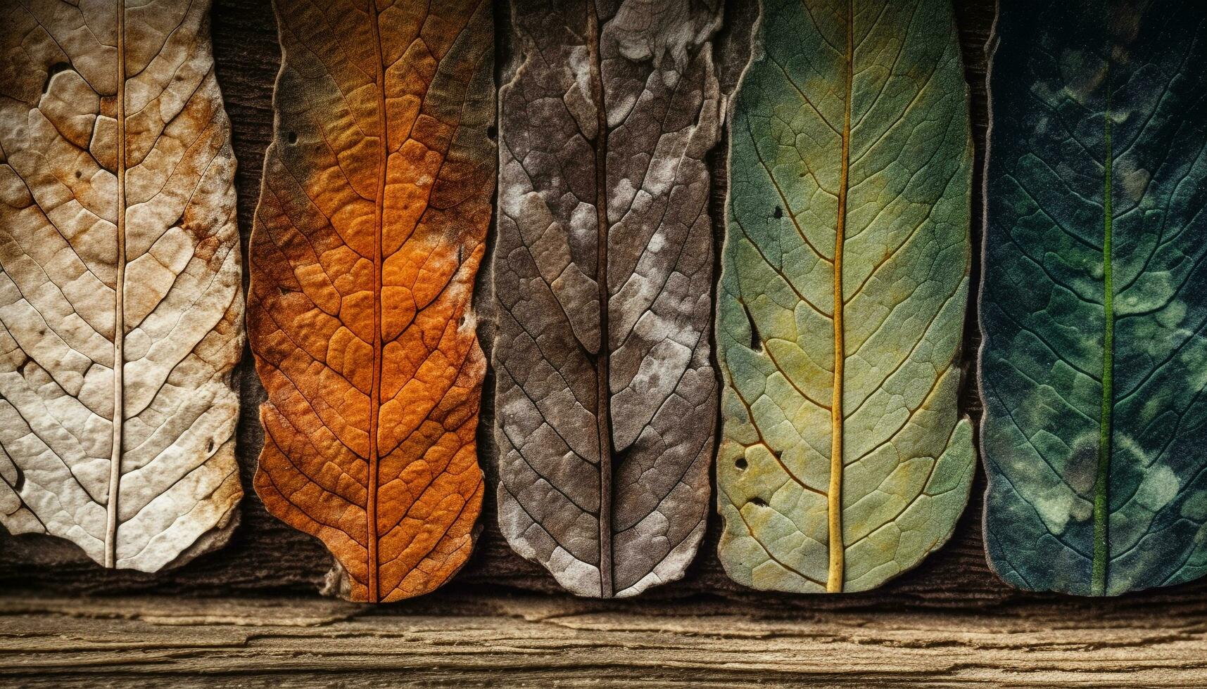 biologique l'automne feuilles dans vibrant multi coloré modèle généré par ai photo