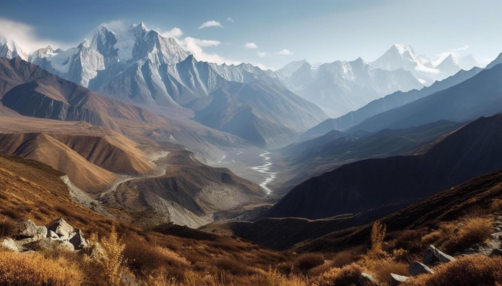 majestueux Montagne gamme, tranquille prairie, serein sierra généré par ai photo