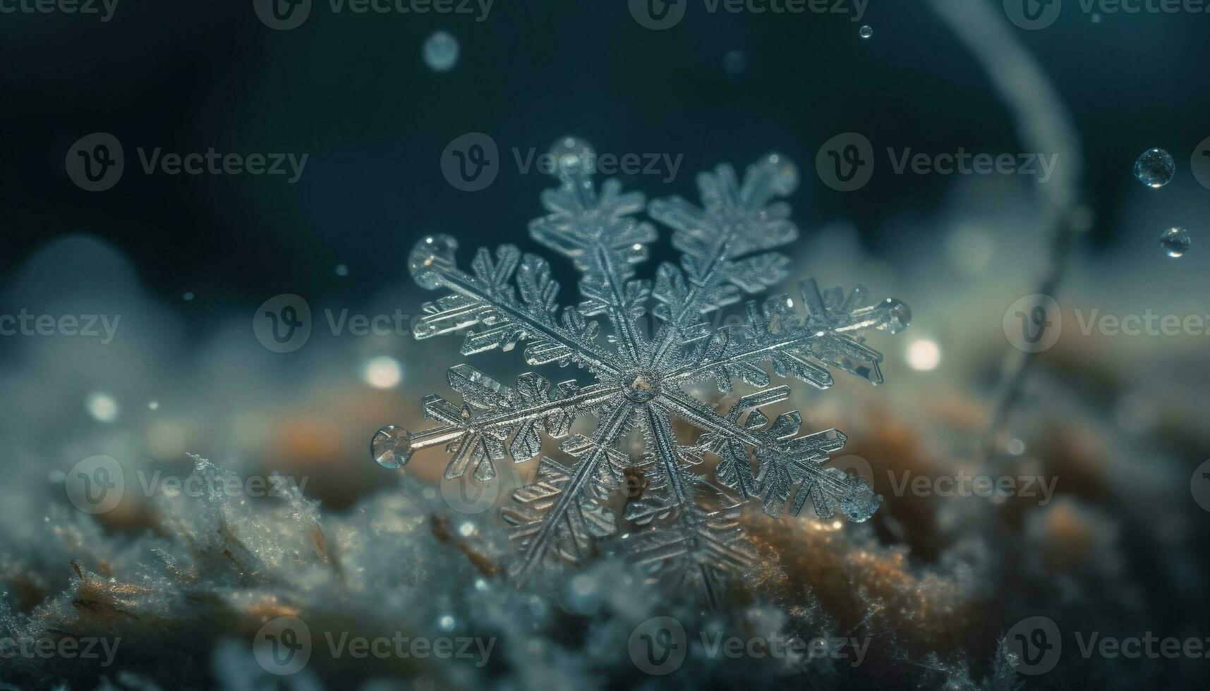 flocon de neige décoration brille dans foncé hiver nuit généré par ai photo