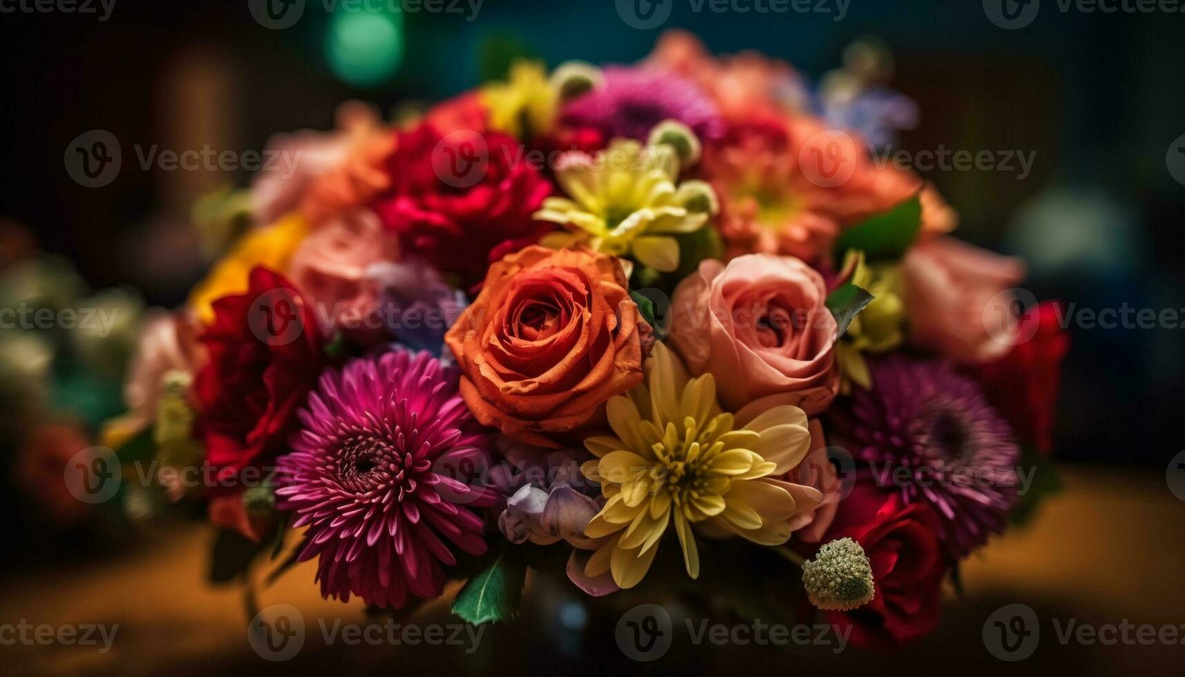 Frais bouquet de multi coloré fleurs pour mariage fête généré par ai photo