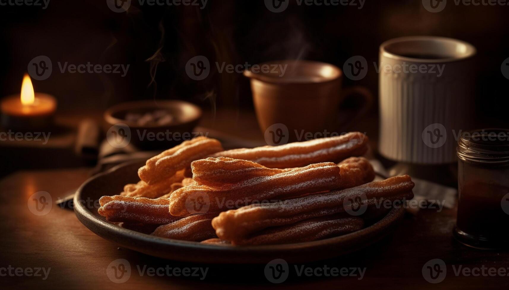 fait maison dessert sur rustique bois tableau, encore la vie génératif ai photo