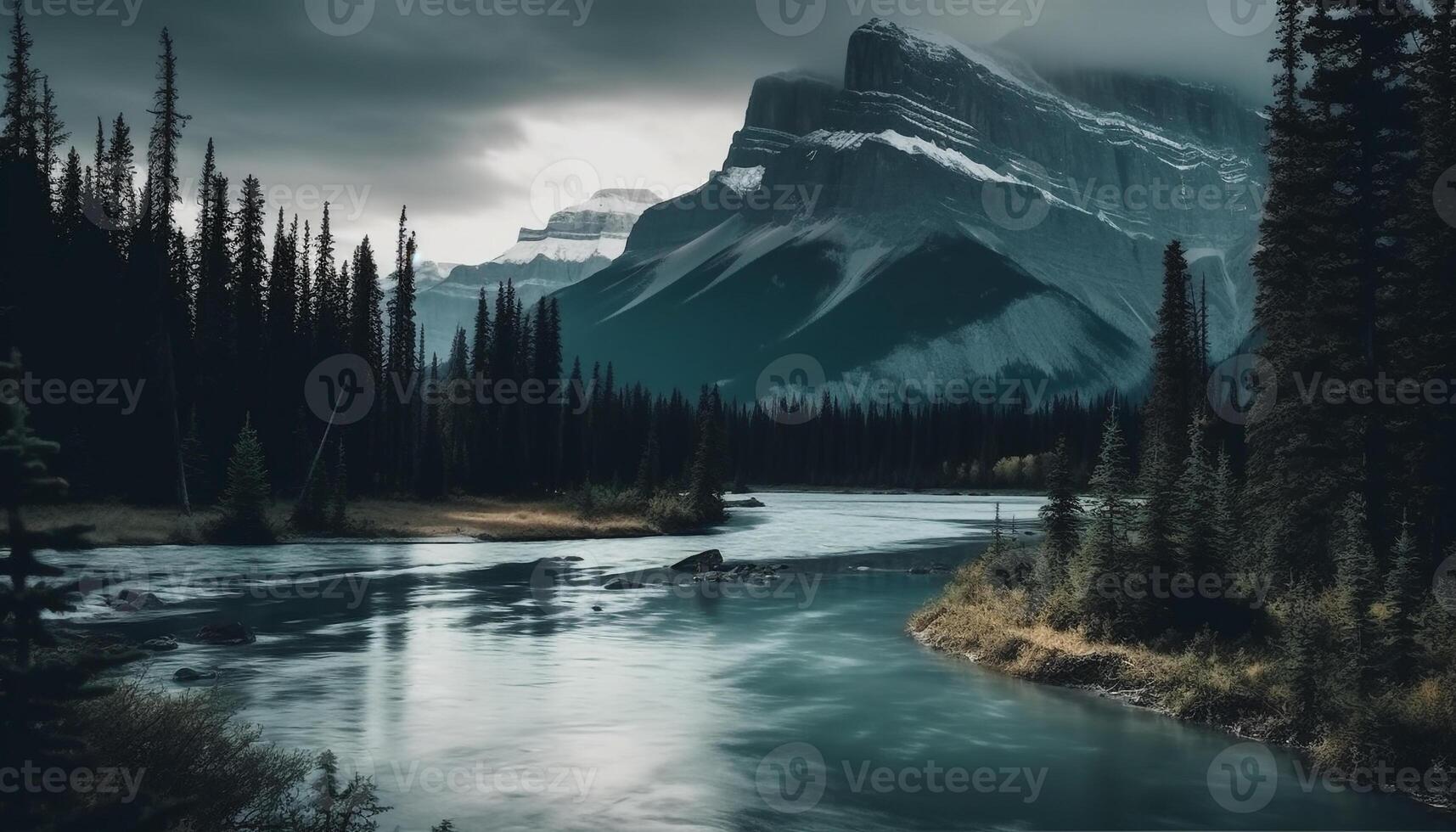 majestueux rocheux montagnes, tranquille scène, Naturel beauté génératif ai photo