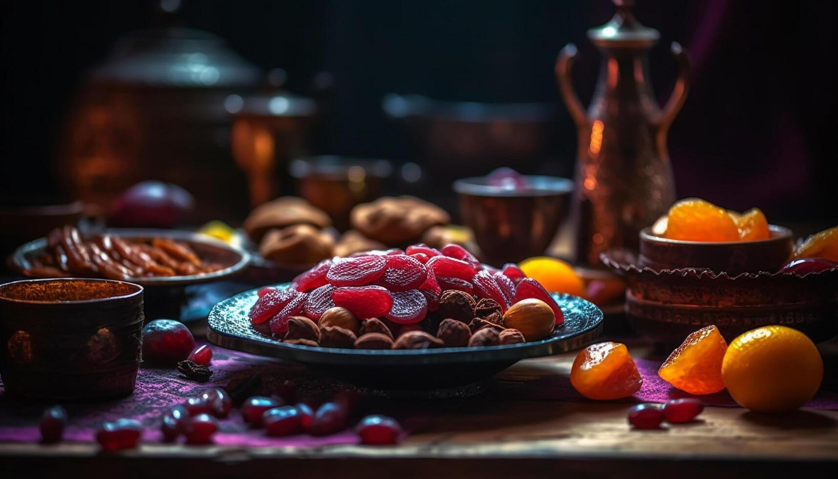 sucré baie dessert dans rustique en bois bol généré par ai photo