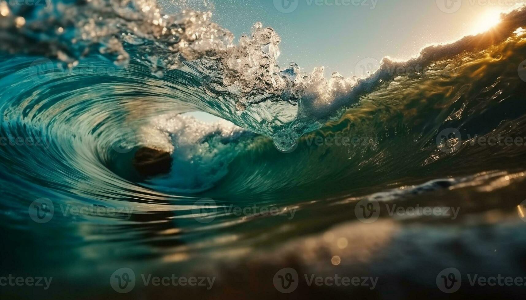 un la personne surfant une baril dans mouvement généré par ai photo