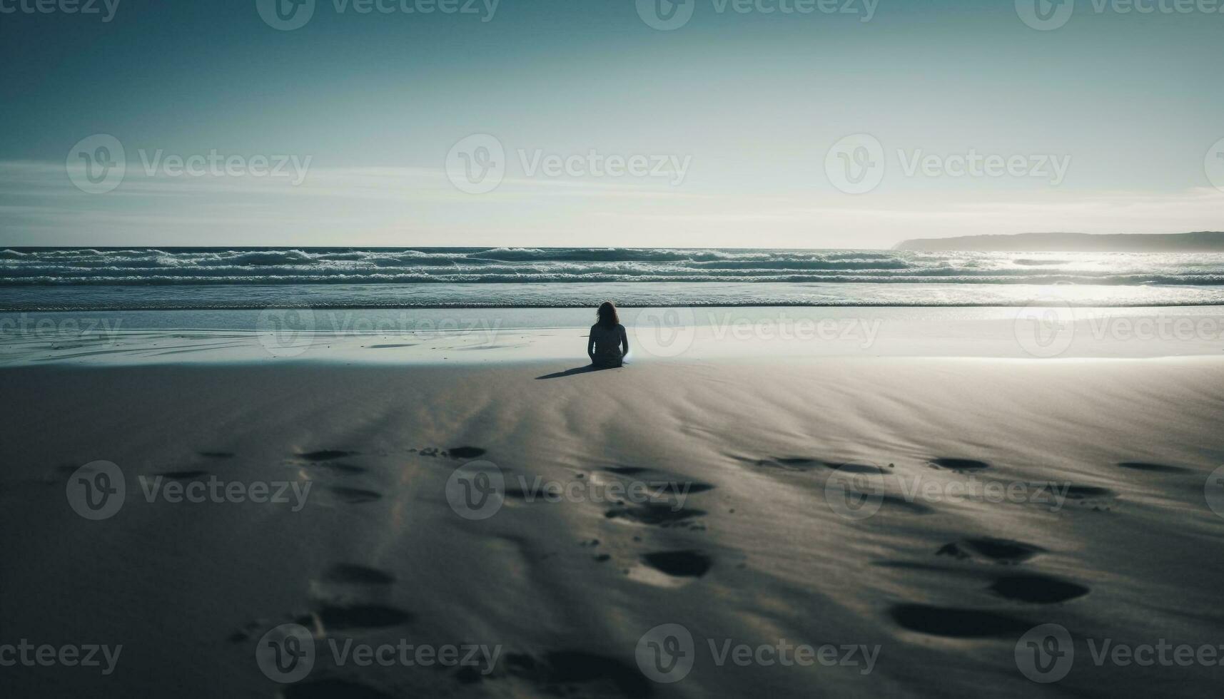 solitude dans la nature un la personne en marchant littoral généré par ai photo