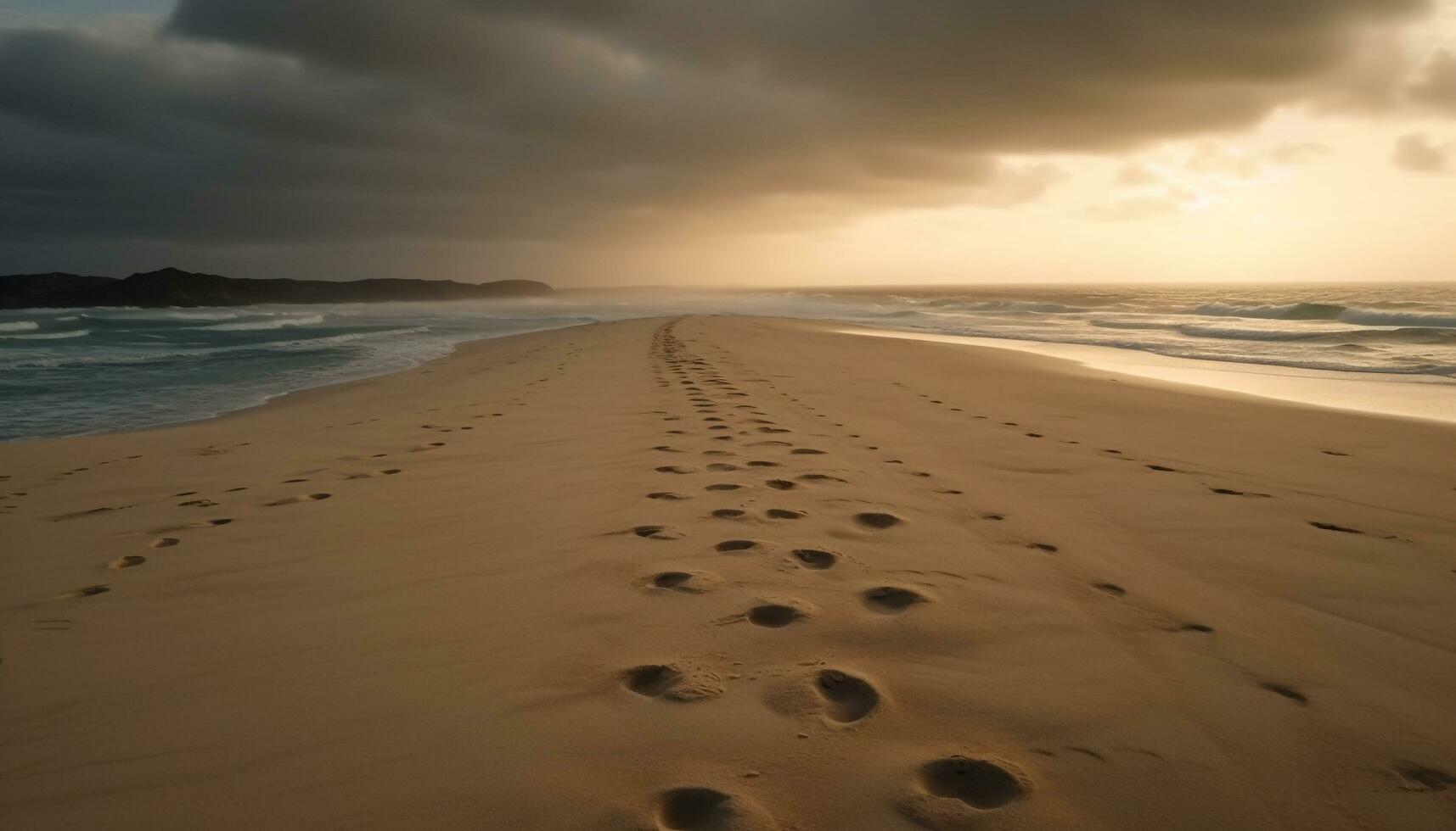 en marchant sur sable, vague modèle entoure moi généré par ai photo