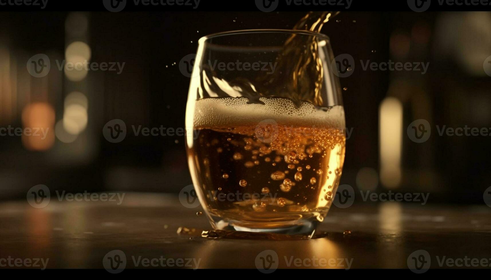 Frais whisky laissez tomber dans transparent en buvant verre généré par ai photo