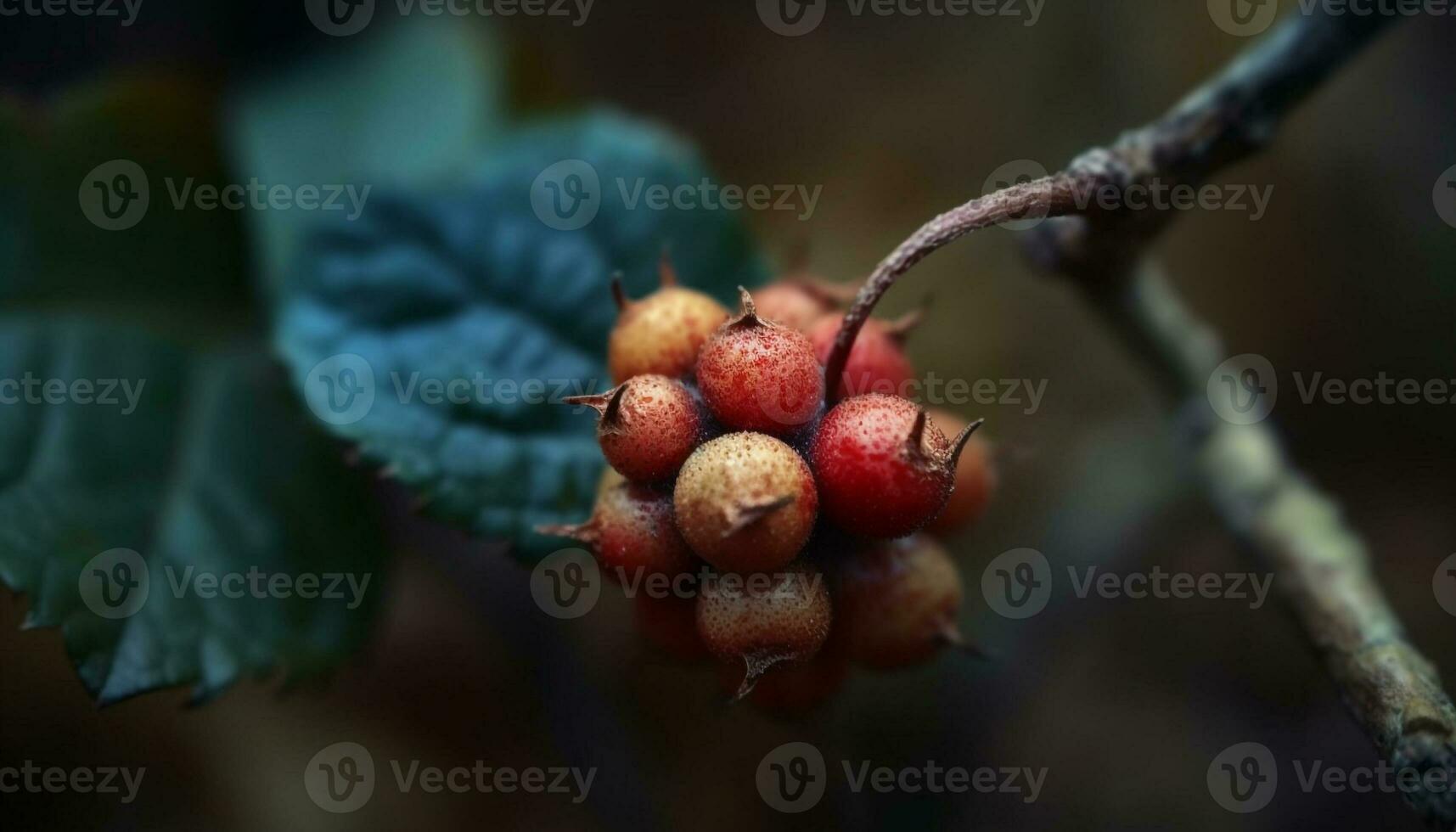 mûr framboise sur brindille, une Frais et en bonne santé récolte généré par ai photo