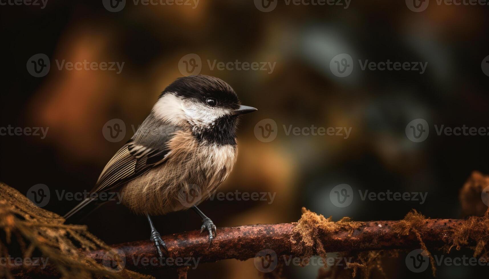 génial mésange se percher sur brindille, à la recherche une façon dans tranquille forêt généré par ai photo