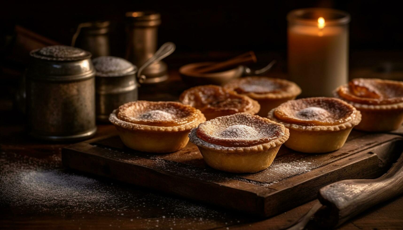 fait maison muffin sur rustique bois tableau, une sucré indulgence généré par ai photo