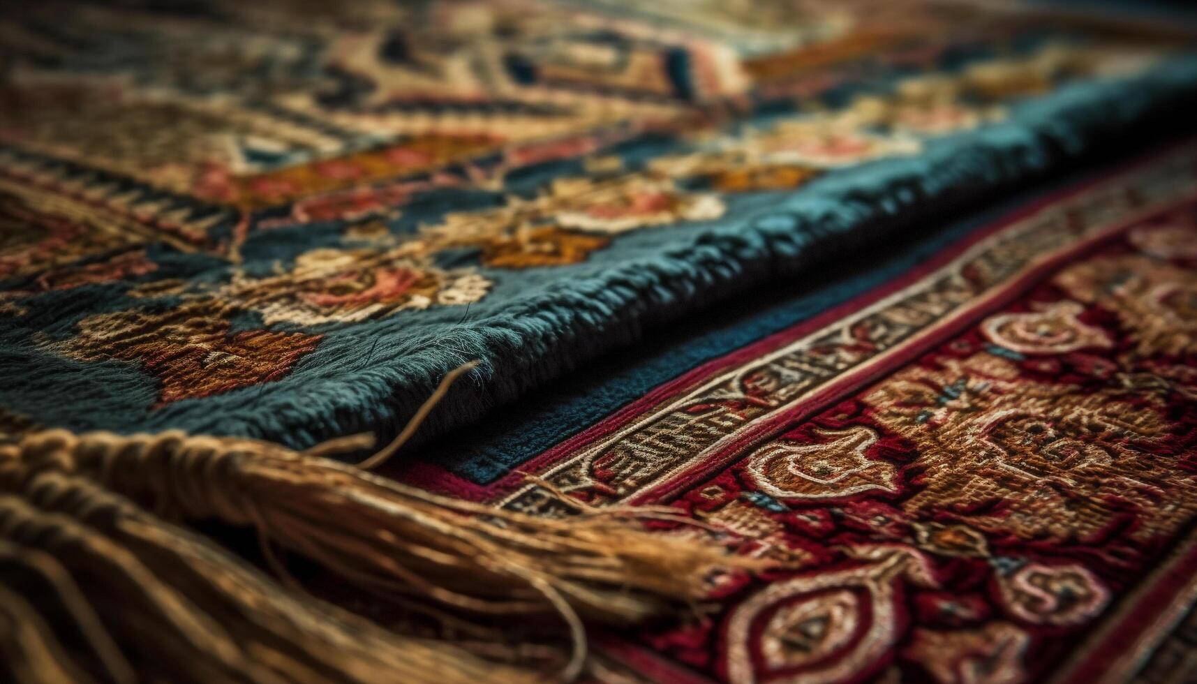 turc kilim couverture une tissé chef-d'oeuvre de indigène culture et artisanat généré par ai photo