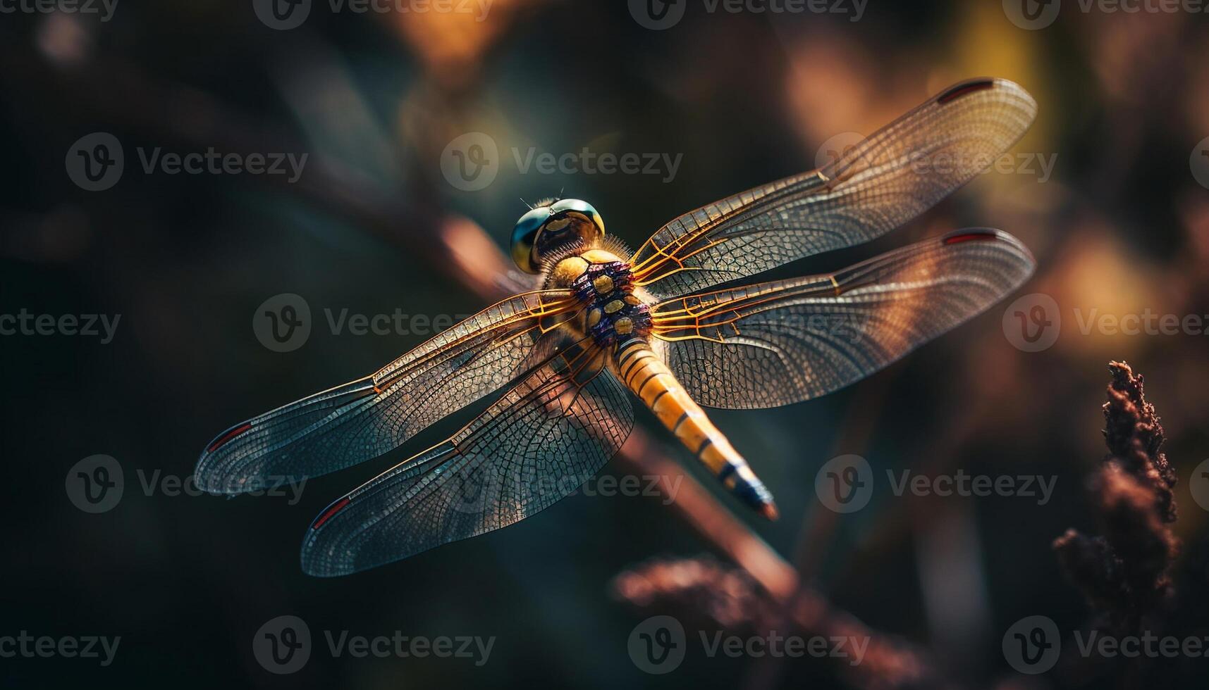 le libellule vibrant ailes miroiter dans le été lumière du soleil généré par ai photo