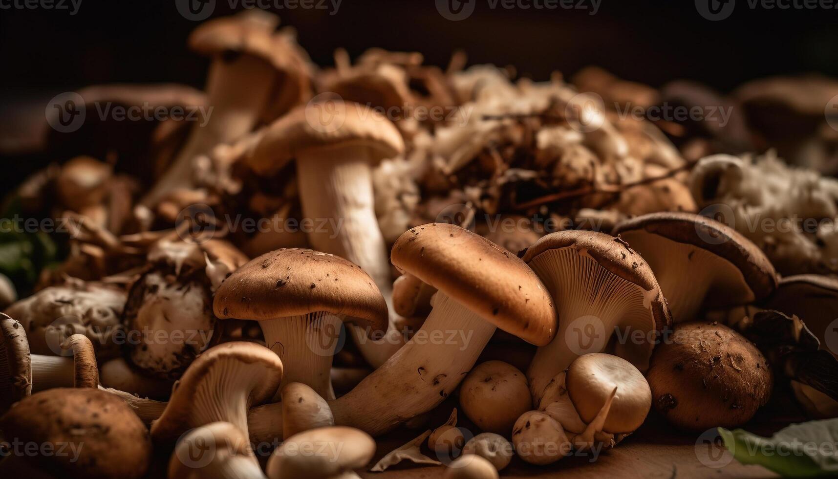 Frais biologique des légumes et comestible champignons pour en bonne santé gourmet cuisine généré par ai photo