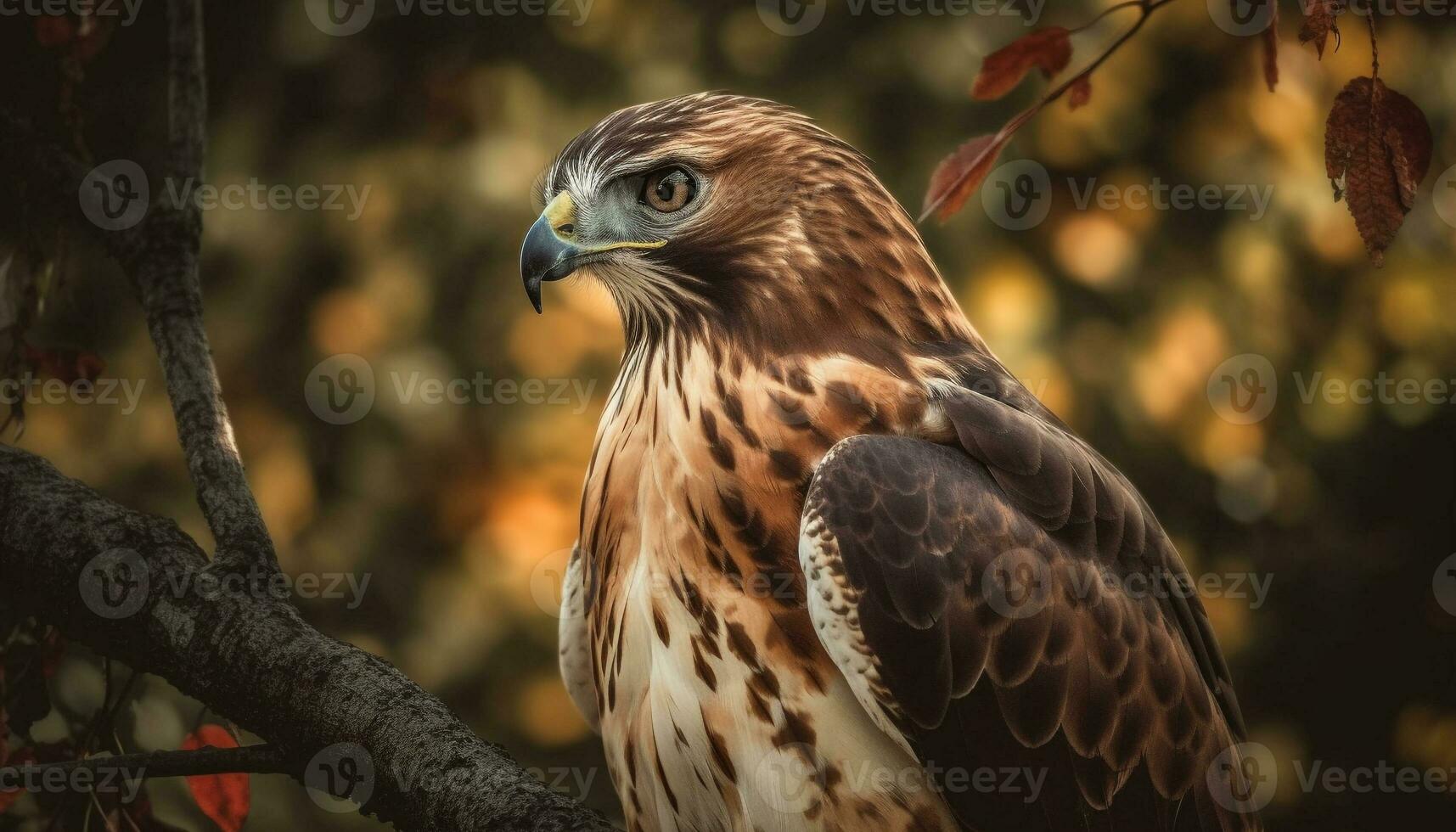 le majestueux oiseau de proie se percher sur une branche généré par ai photo