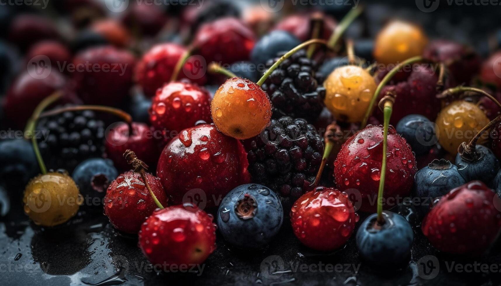 juteux baie des fruits dans une bol, une rafraîchissant été casse-croûte généré par ai photo