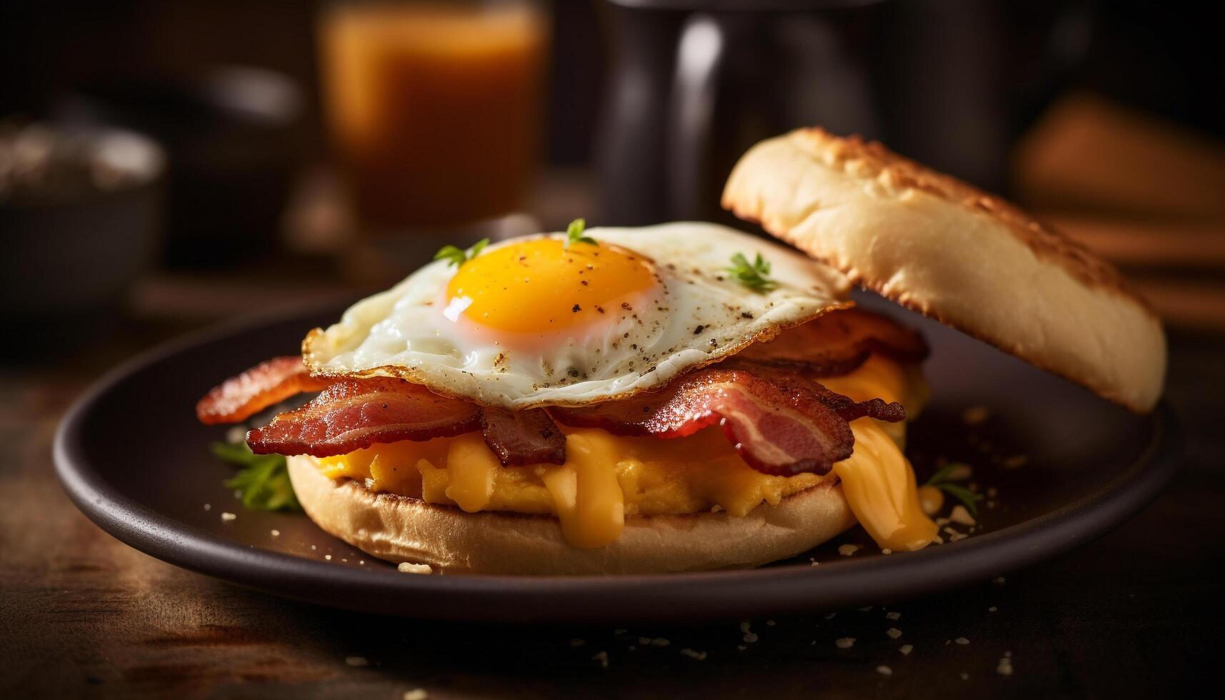 une gourmet grillé porc sandwich sur une rustique grillé chignon généré par ai photo