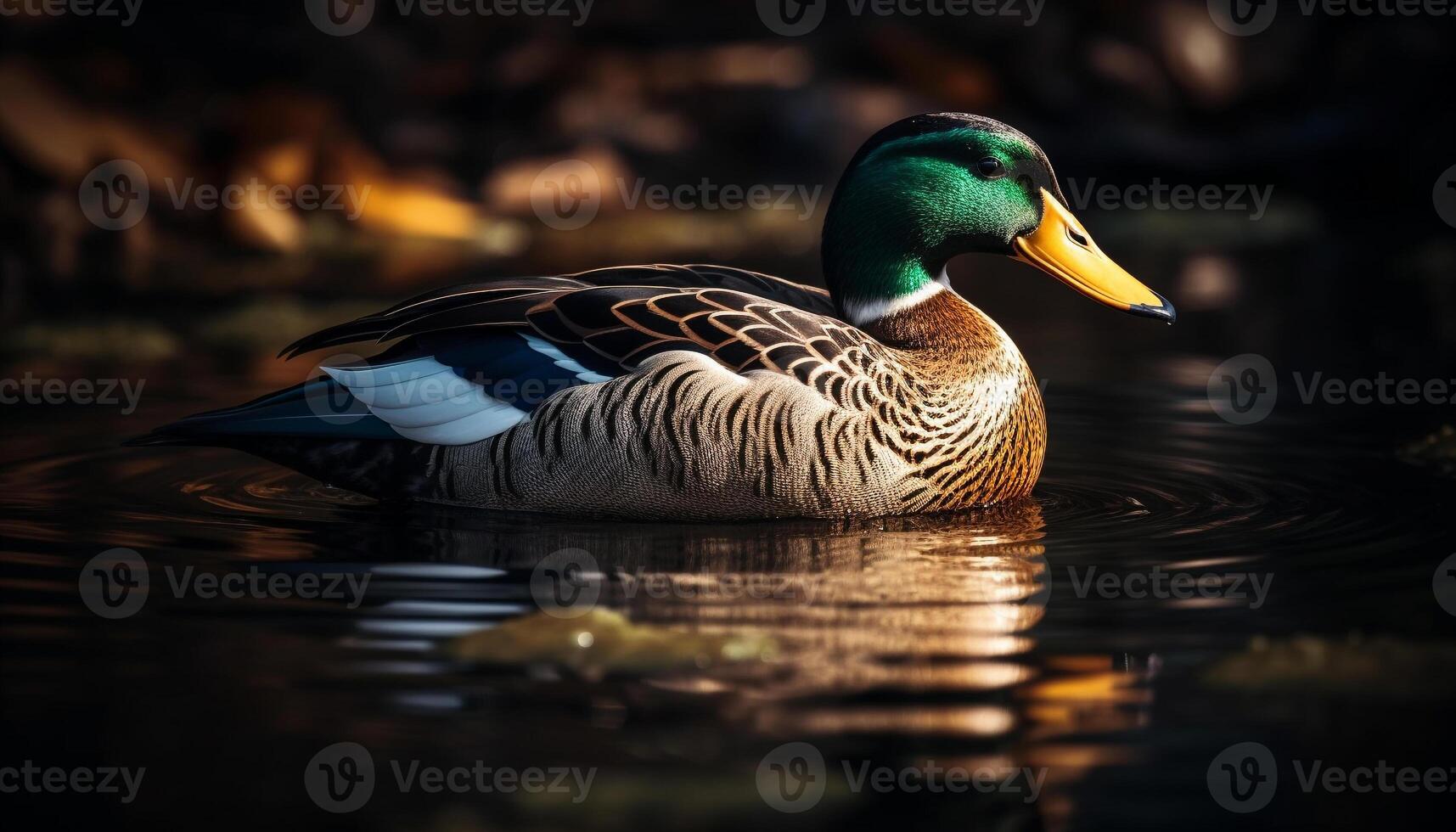 tranquille caneton portrait, beauté dans la nature rural scène généré par ai photo