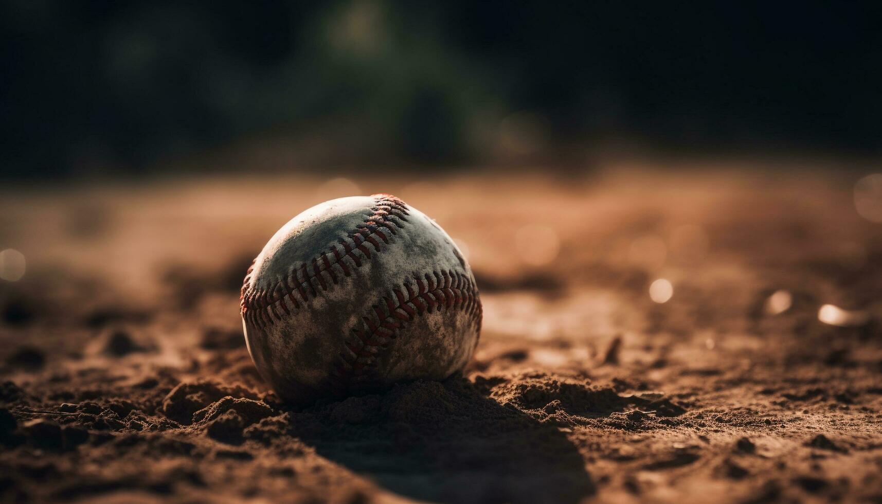 base-ball gant captures Balle dans le saleté, athlète victorieux généré par ai photo