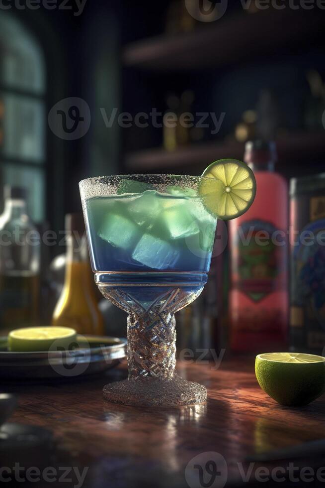 Margarita cocktail dans le bar, établi avec génératif ai photo