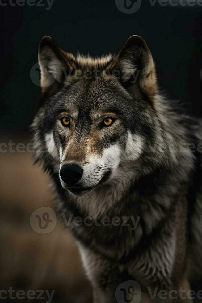 puissant Loup portrait, établi avec génératif ai photo