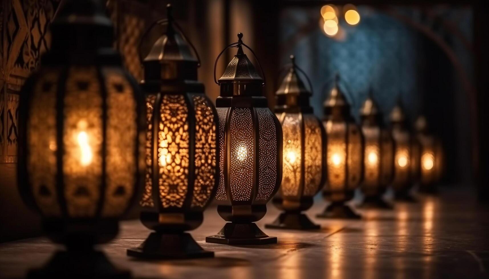ancien lanterne illuminé histoire de turc culture généré par ai photo
