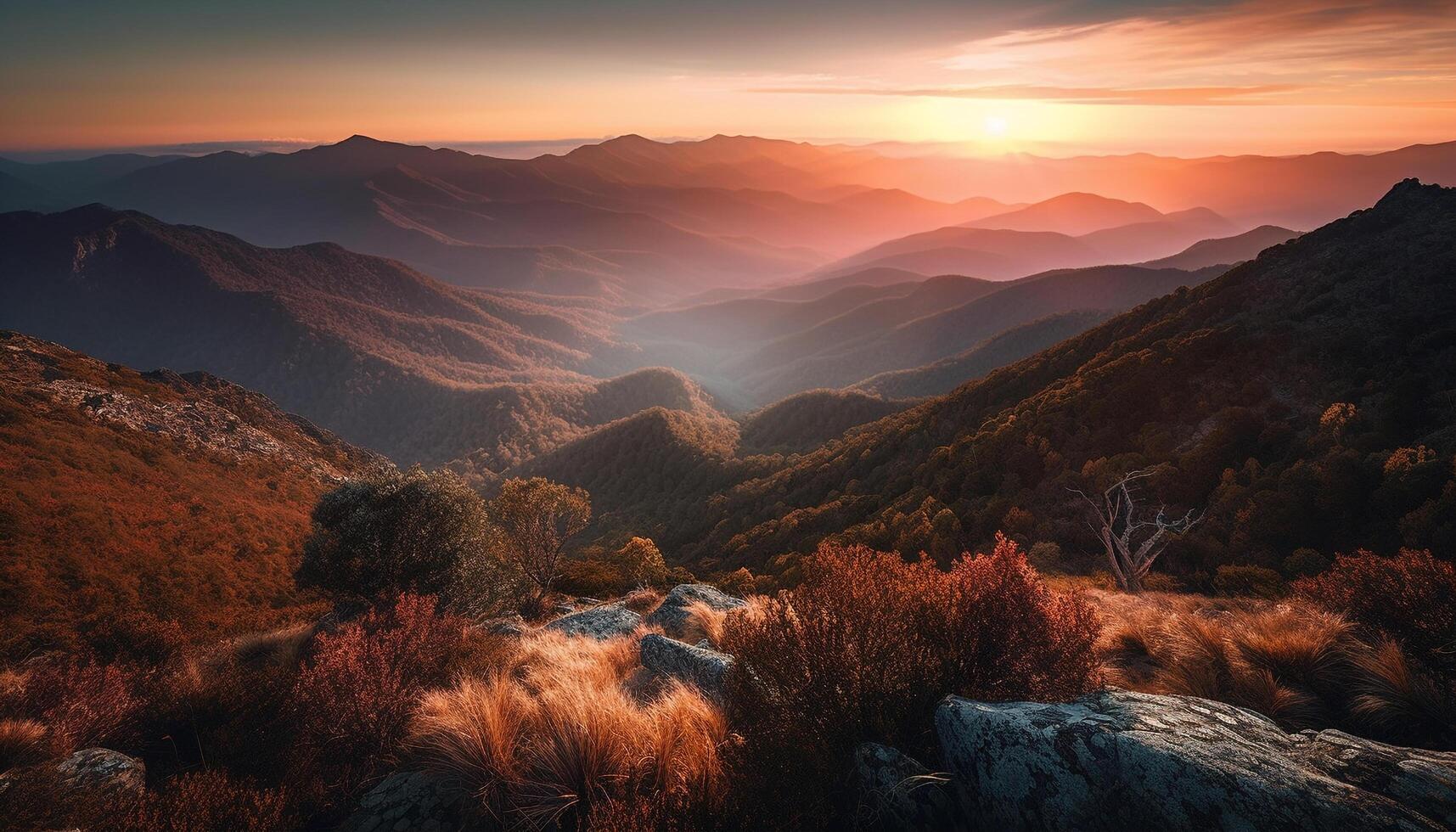 majestueux Montagne gamme, panoramique beauté dans la nature généré par ai photo