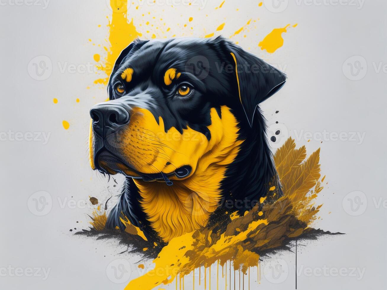 une détaillé illustration cool ninja rottweil et chien visage t chemises conception et autocollants ai généré photo