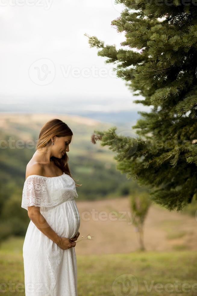 jeune femme enceinte sur le terrain photo