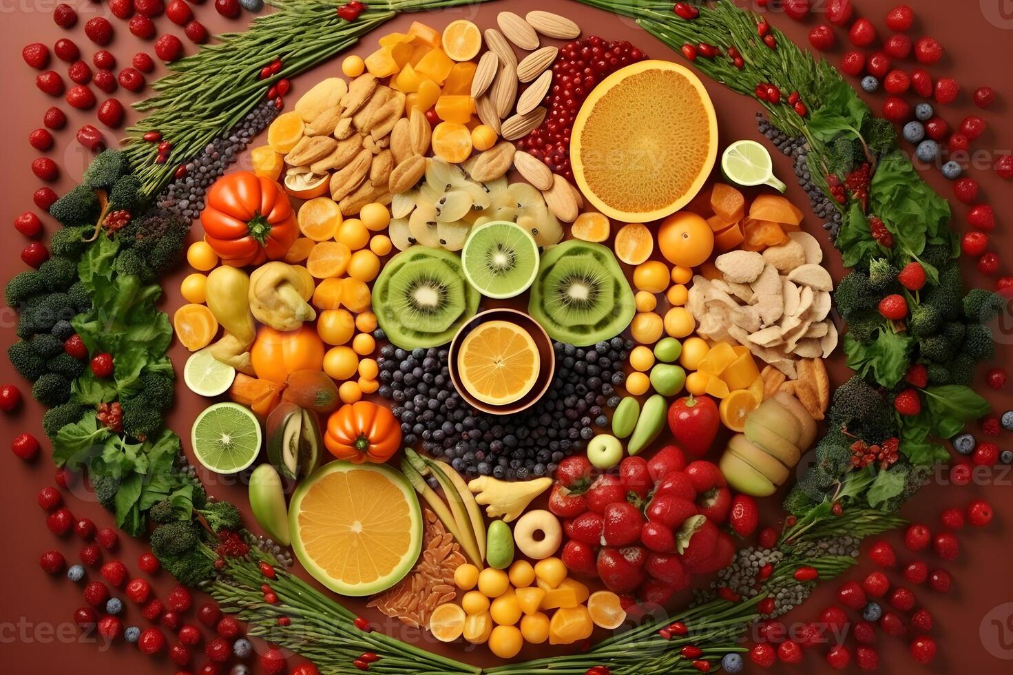santé et liés au bien-être nourriture, superaliments, biologique nourriture, végétalien nourriture, génératif ai. photo