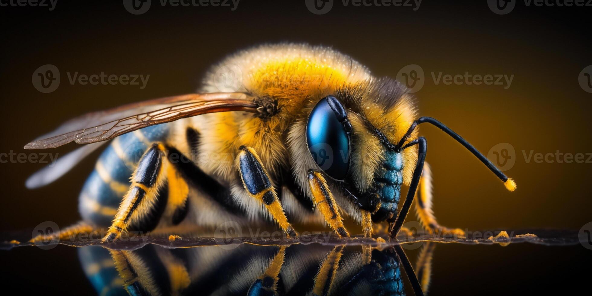 macro la photographie abeille animal établi en utilisant génératif ai outils photo