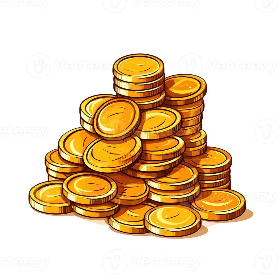 illustration de pile de or pièces de monnaie pour dhanteras ou akshaya tritiya festival. ai généré. photo