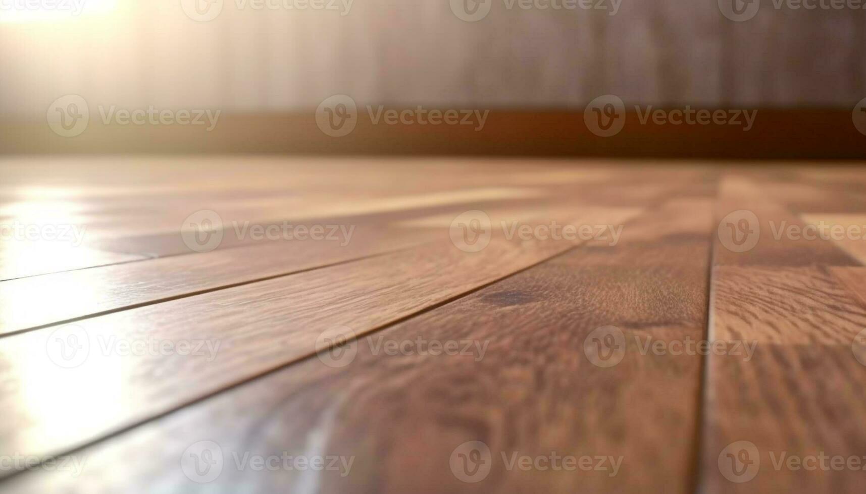 rustique bois dur table sur moderne sol, vide national pièce conception généré par ai photo