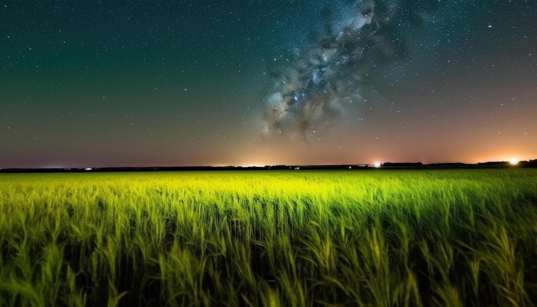 laiteux façon illumine étoile Piste dans vibrant non Urbain paysage généré par ai photo