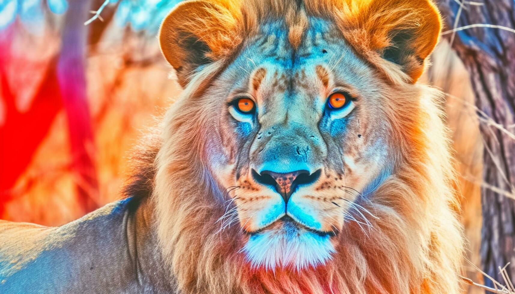 majestueux lionne en regardant, les dents mis à nu, dans Naturel beauté et tranquillité généré par ai photo