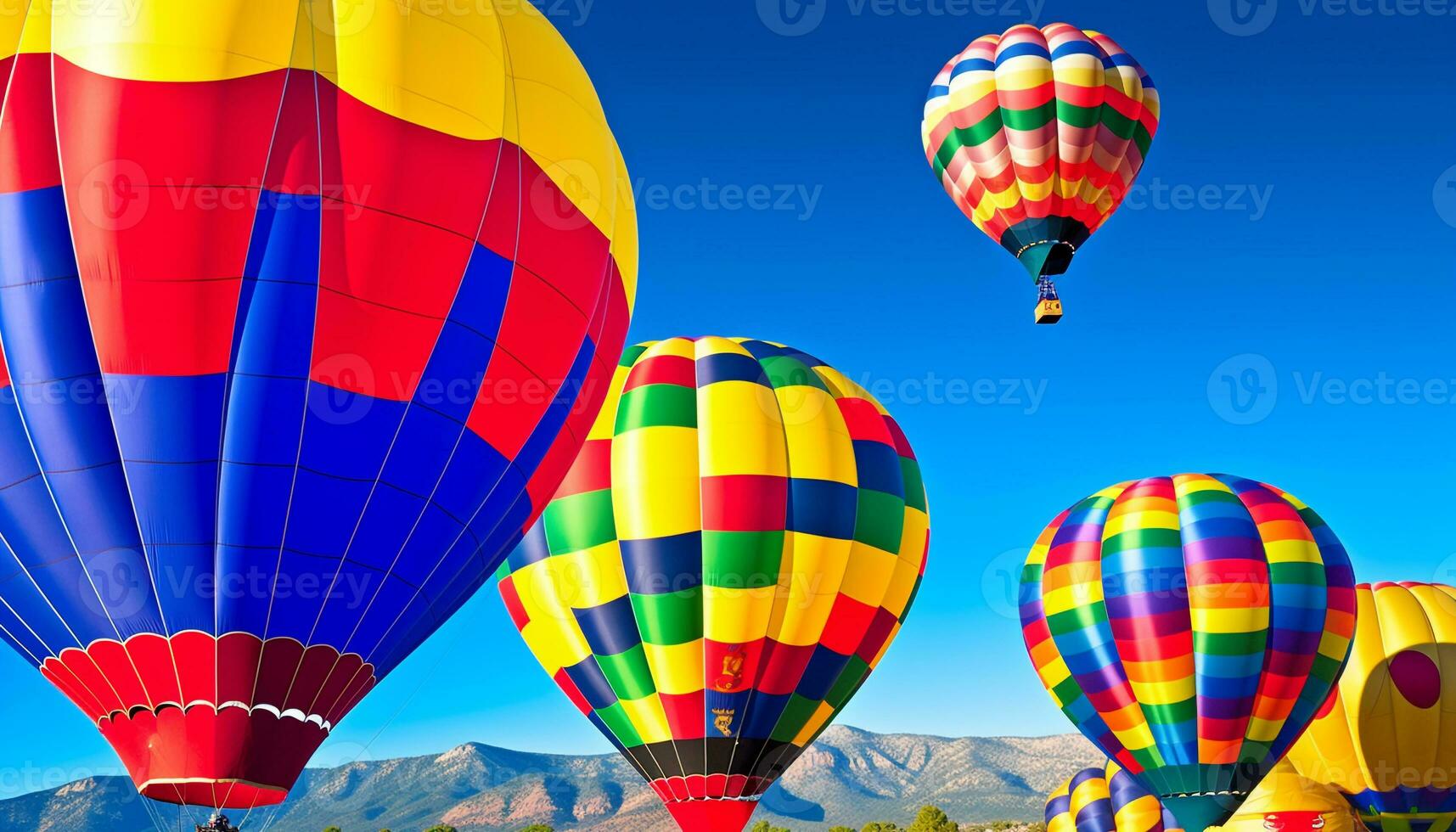 vibrant chaud air ballon glissement milieu air, une amusement aventure généré par ai photo