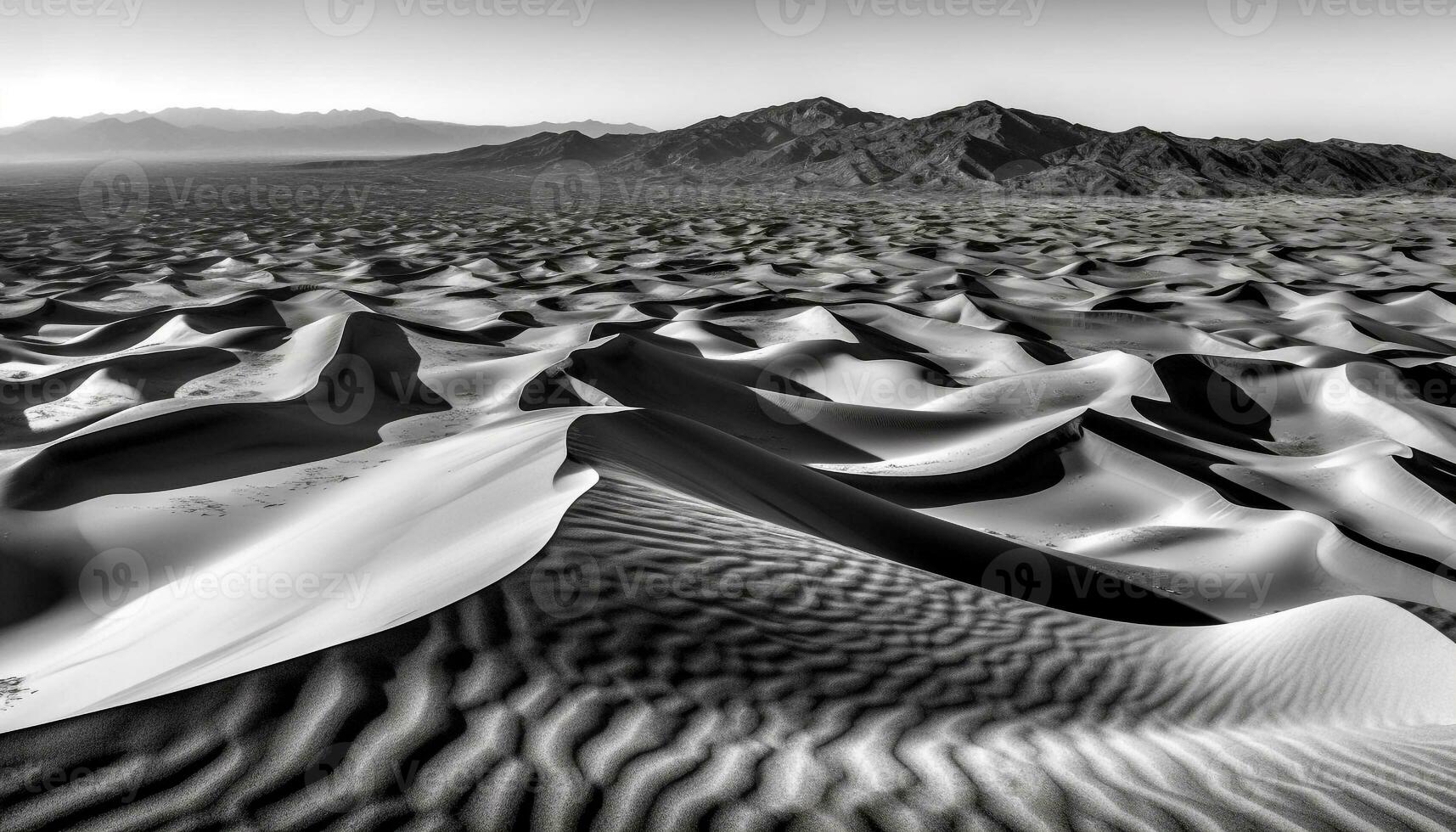 tranquille scène de majestueux le sable dunes dans éloigné Afrique généré par ai photo