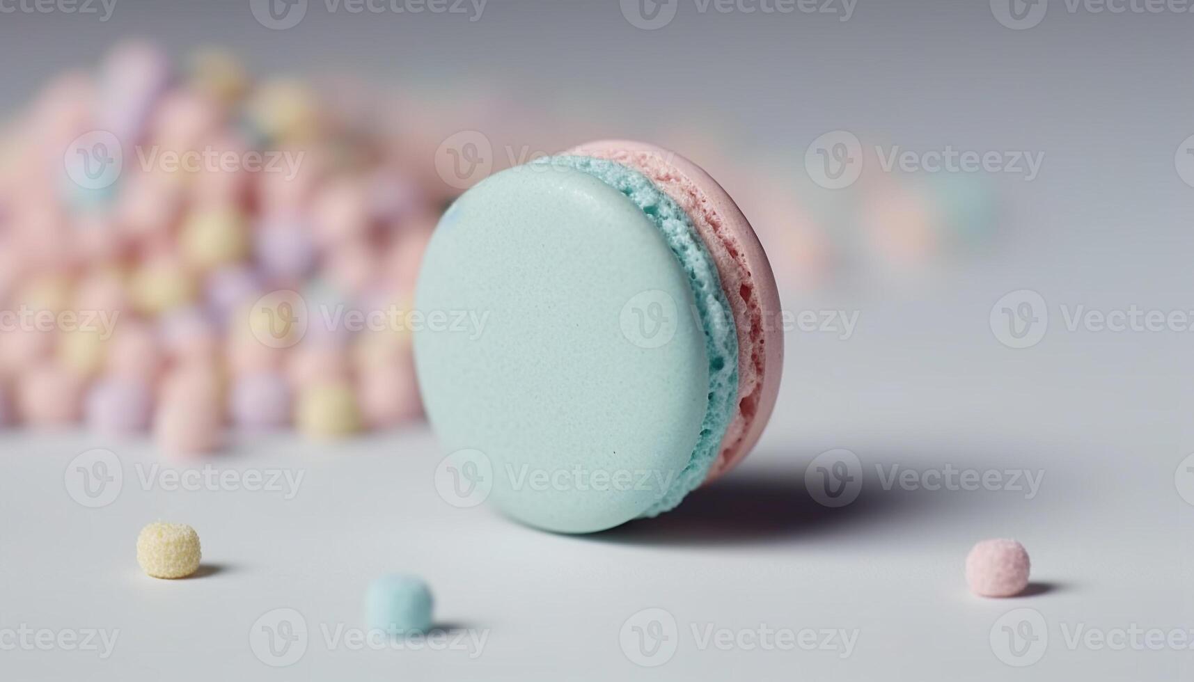 sucré macaron empiler, une coloré gourmet cadeau pour indulgence généré par ai photo