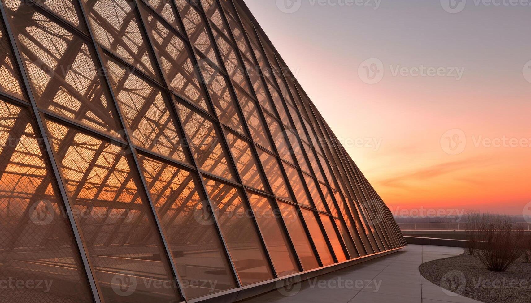 futuriste gratte-ciel reflète moderne ville la vie à crépuscule en plein air généré par ai photo