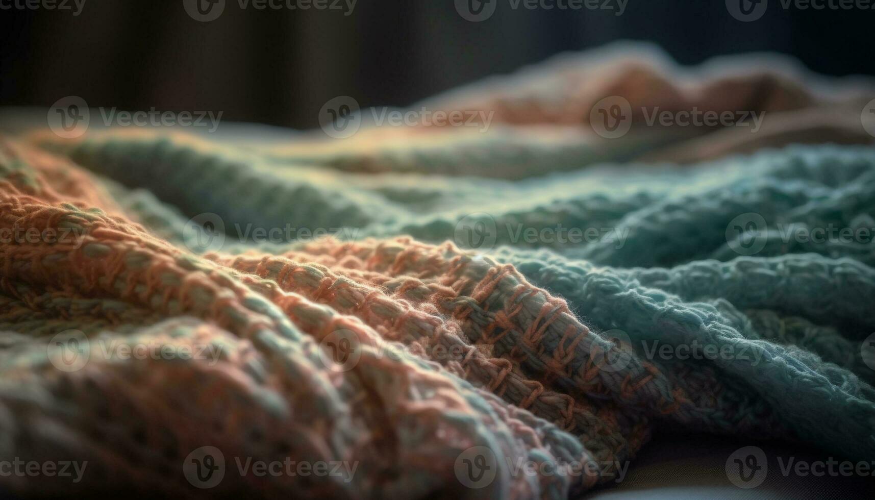 tissé la laine couverture dans moderne multi coloré modèle pour confortable confort généré par ai photo