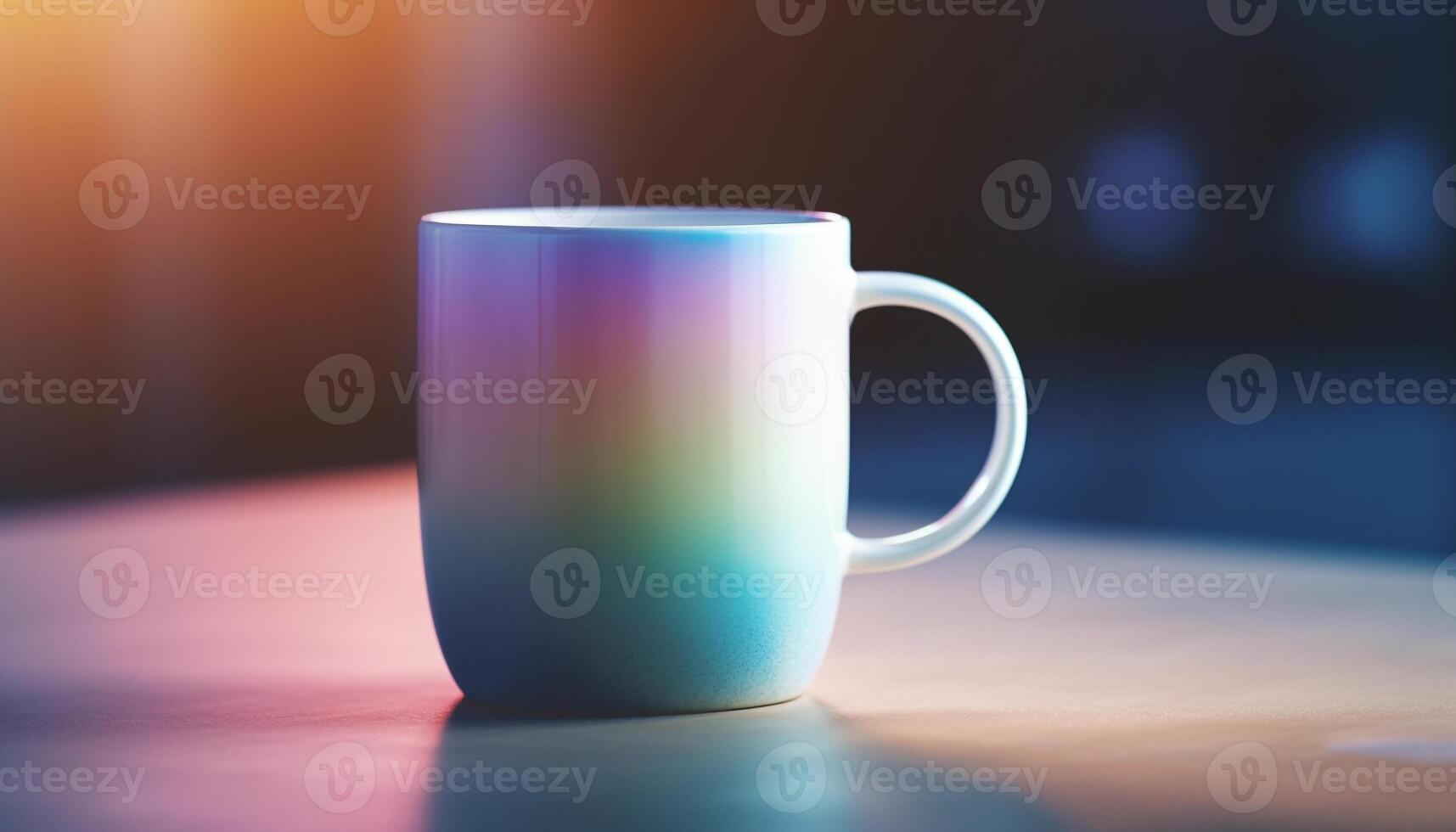 chaud café dans bleu agresser sur en bois tableau, retour allumé généré par ai photo