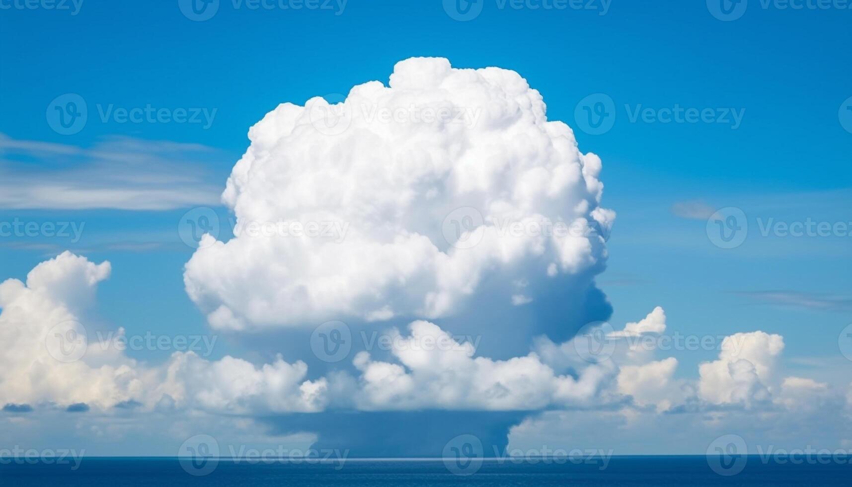 vibrant bleu ciel et duveteux des nuages créer tranquille été toile de fond généré par ai photo