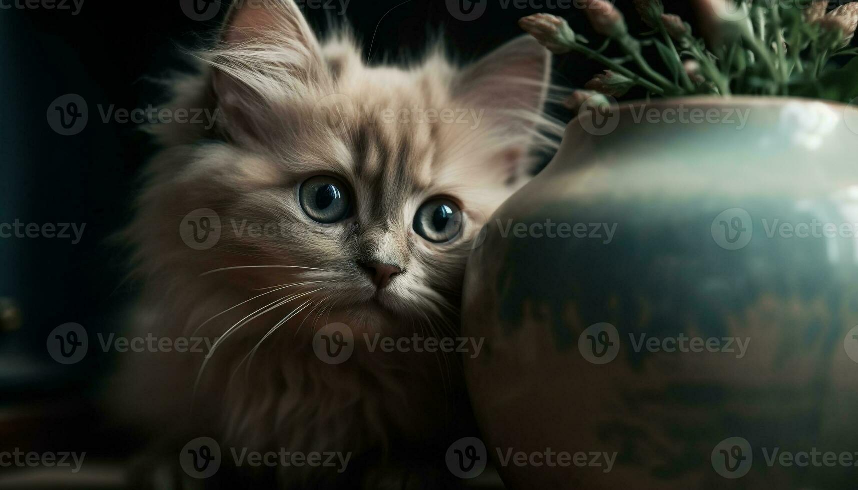 de race persan chat regarder avec espiègle Jaune yeux dans la nature généré par ai photo