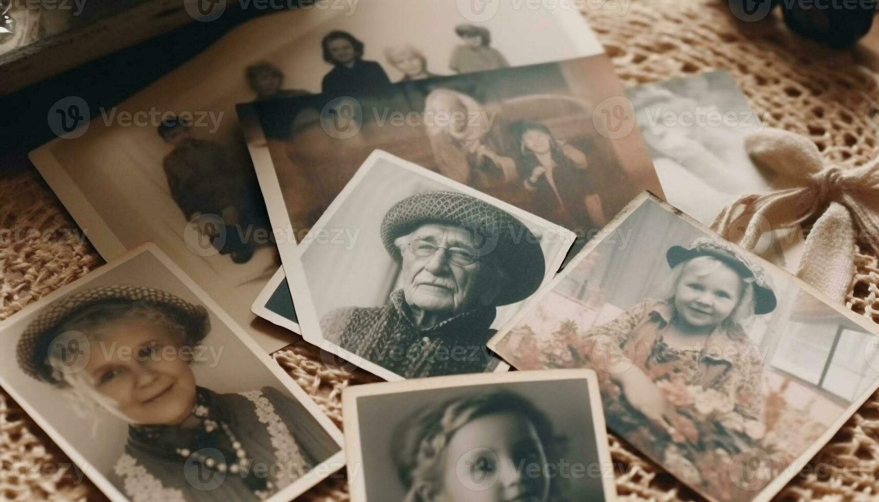 vieux façonné photographier capture famille souvenirs, l'amour et nostalgie généré par ai photo