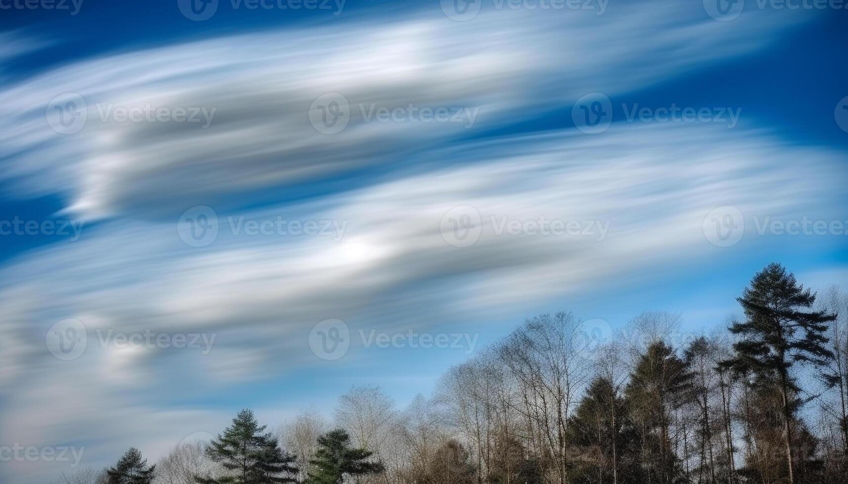 tranquille scène de forêt et Prairie en dessous de clair bleu ciel généré par ai photo